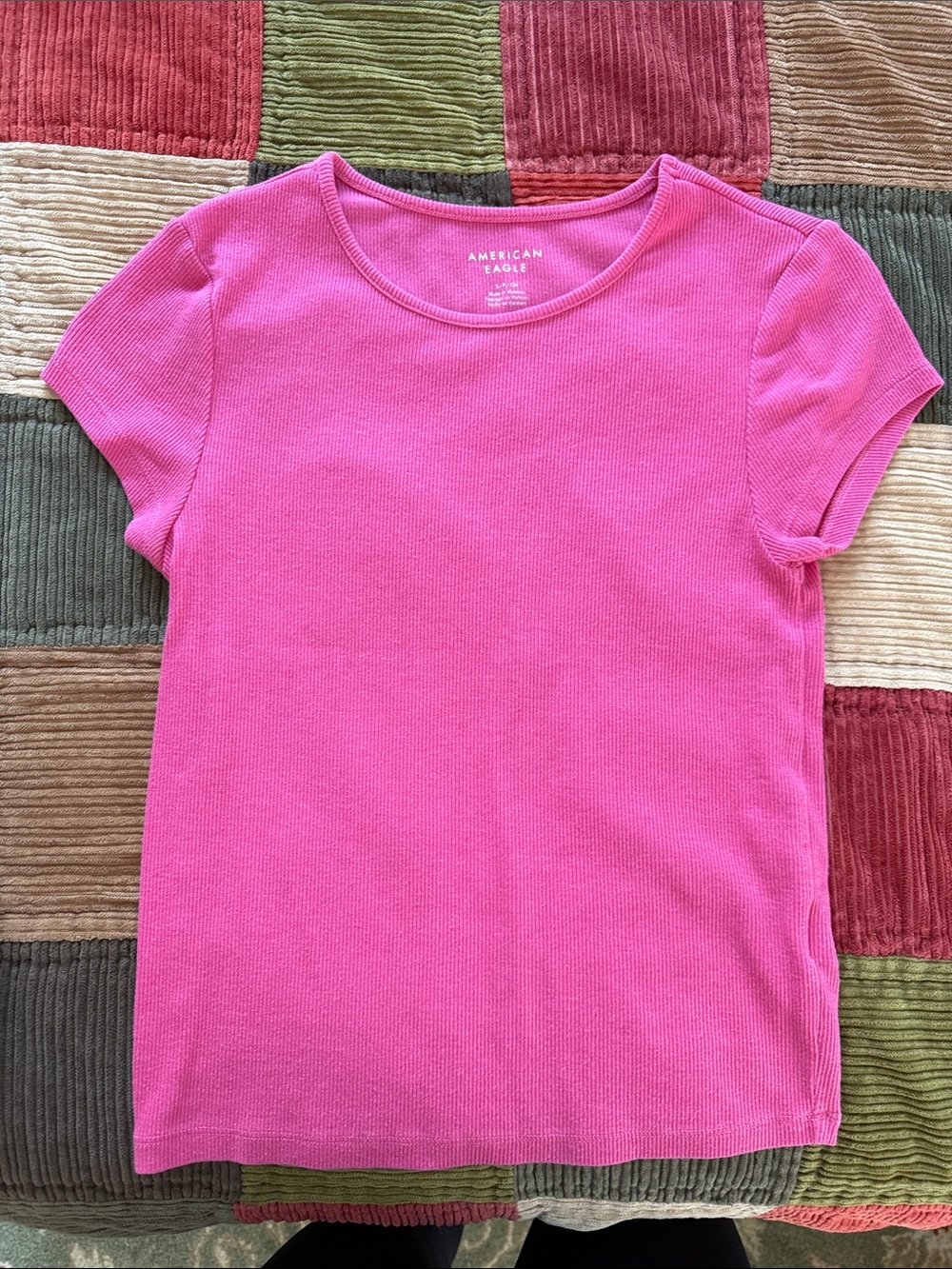 American Eagle Outfitters Hot Pink Short Sleeve Ribbed Tee